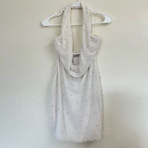 Oh Polly White beaded bedazzled backless dress Size 6
